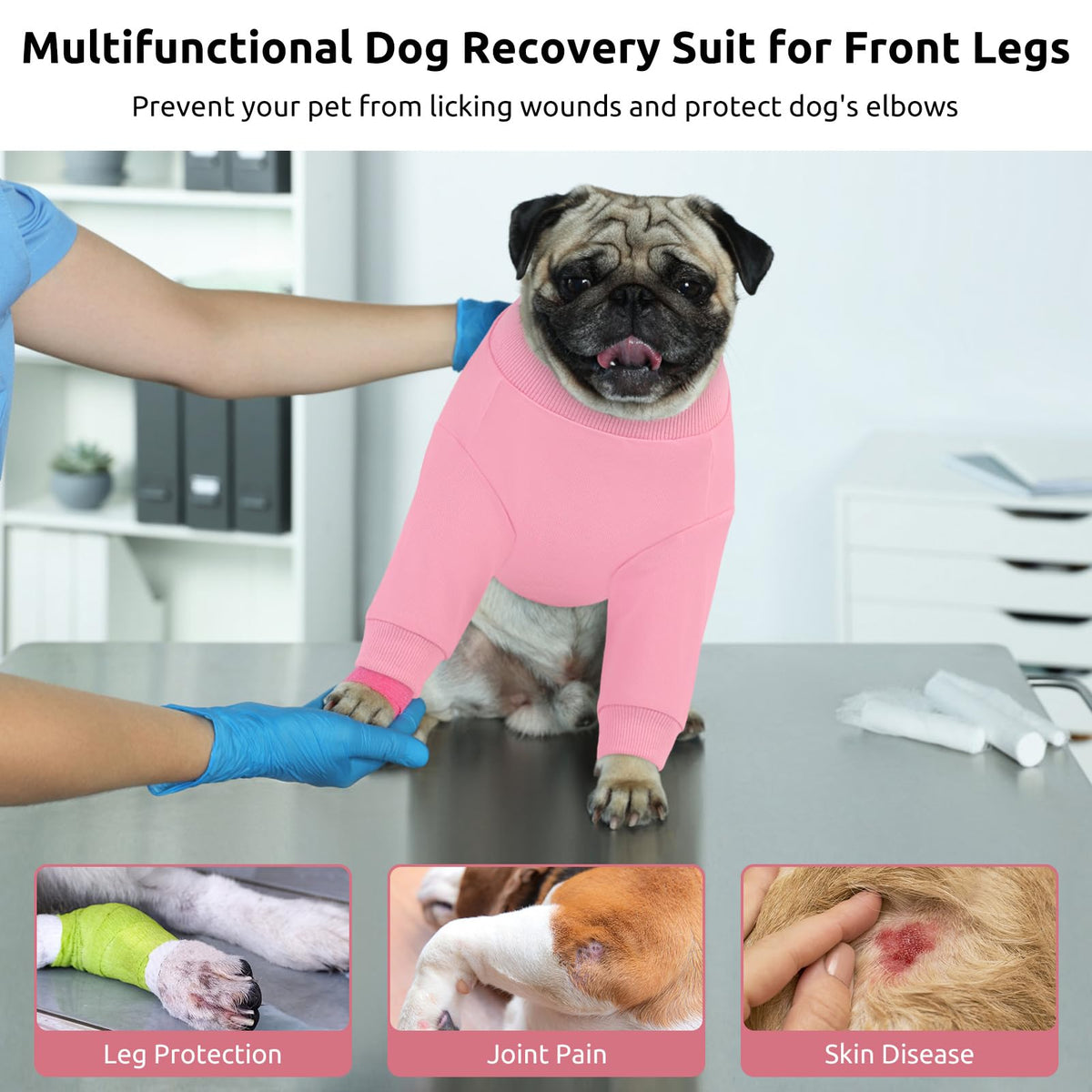 Dog Surgery Recovery Sleeve for Front Leg (X-Large / Pink)
