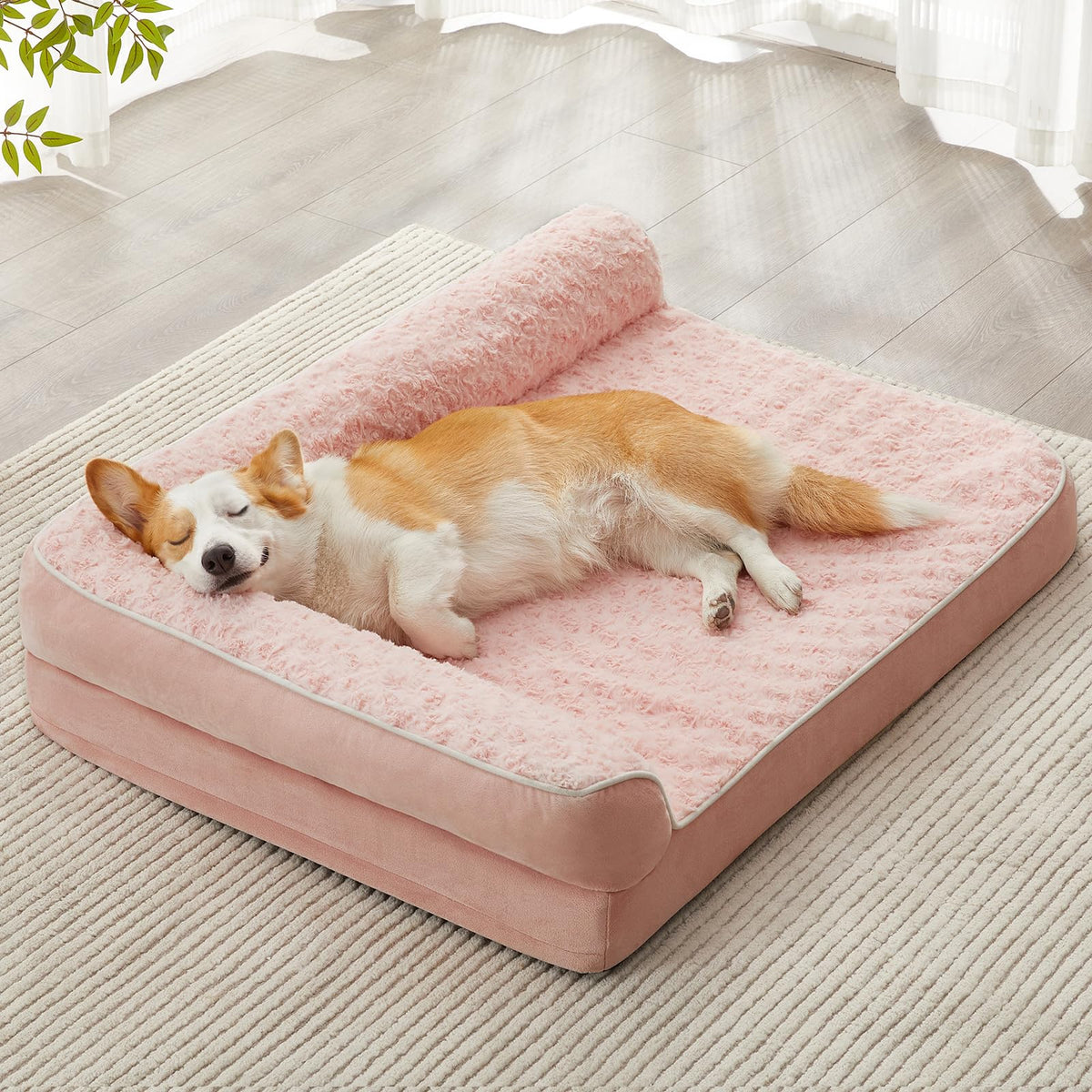 Orthopedic Washable Dog Bed (Pink / 30.0"l x 20.0"w x 6.5"th)