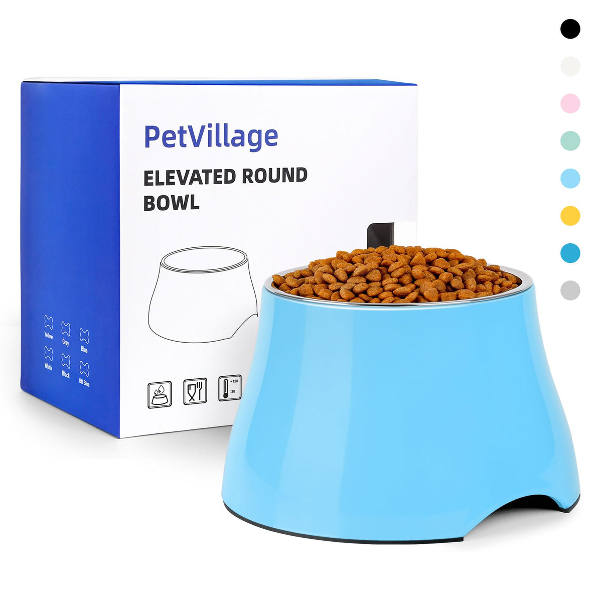 Dog Bowls Cone Friendly Non Slip Single Dog Bowl with Stainless Steel Inner (Medium(2 Cups) / Aqua Blue)