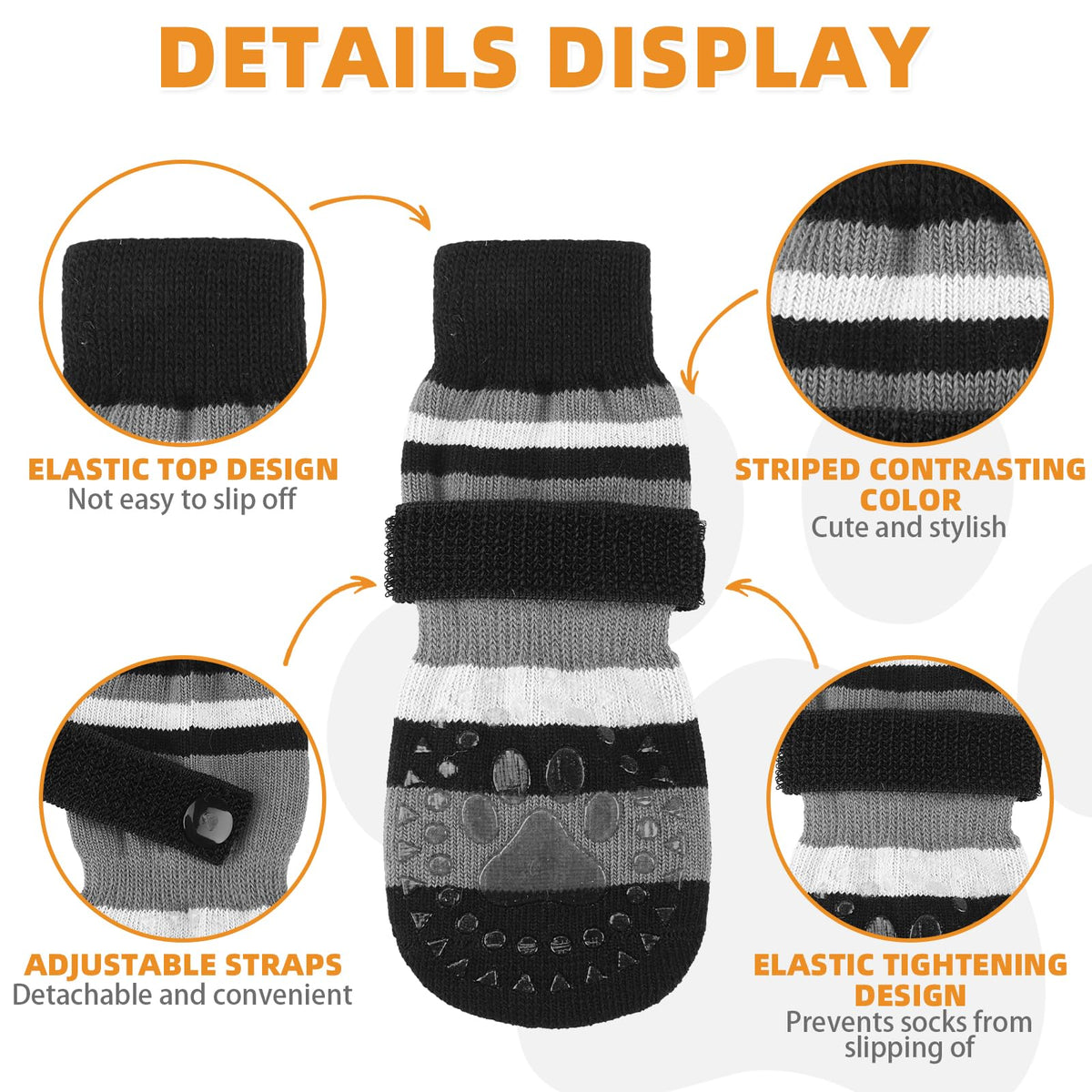 Anti Slip Dog Socks to Prevent Licking Paws and Slipping (Black / Small/Medium)