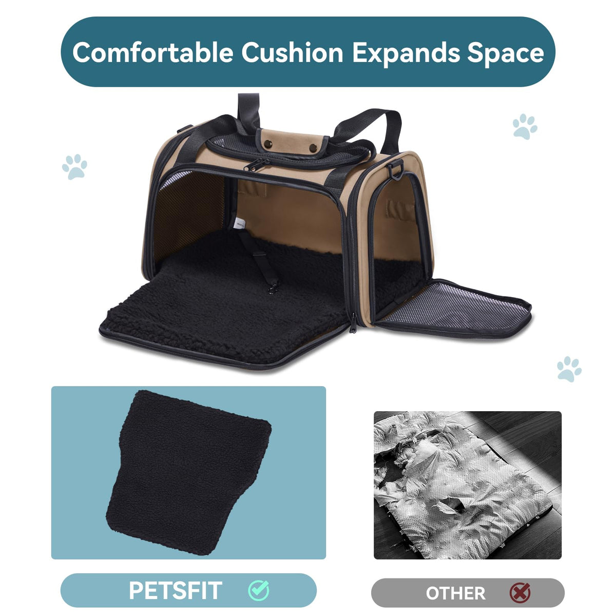 PET Carrier for Cat (17.5"L x 10.5"W x 10.6"H / New Khaki)
