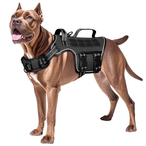 Dog Harness for Large Dogs (Black / XL(Neck:21-32",Chest:26-39"),75-135 lbs)