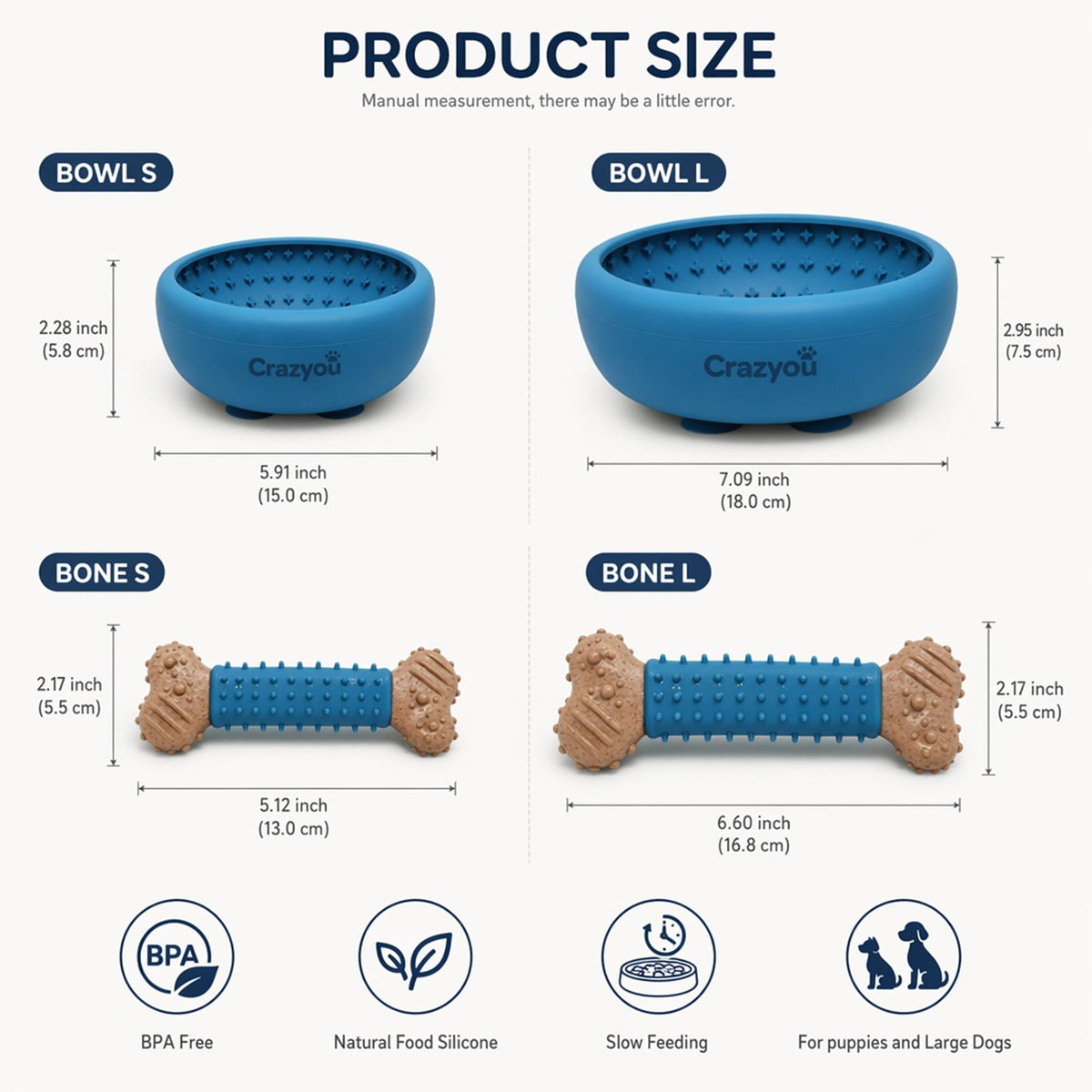 Dog Lick Bowl with Bone Chew Toy (Large)