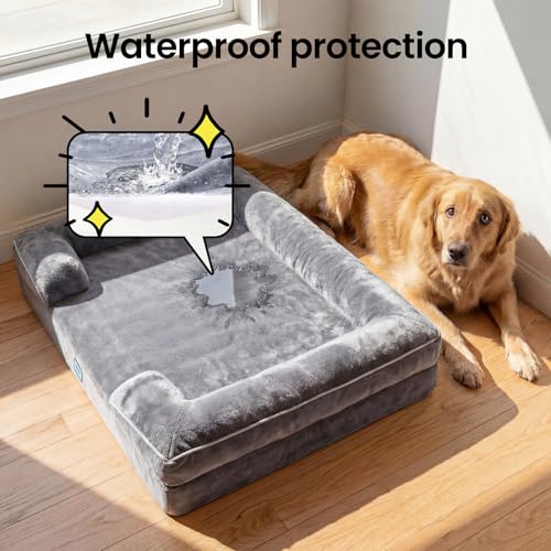 Orthopedic Extra Large Dog Bed Couch (41" x 30" x 7" / 01-Gray)