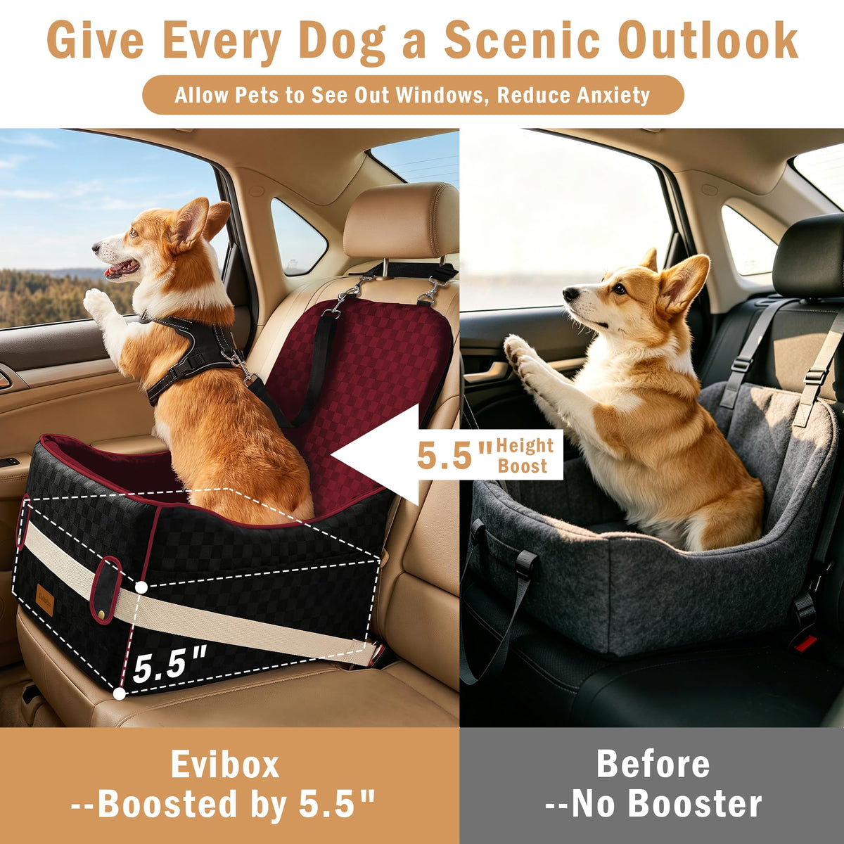 Dog Booster Seat (Wine Red / Medium)
