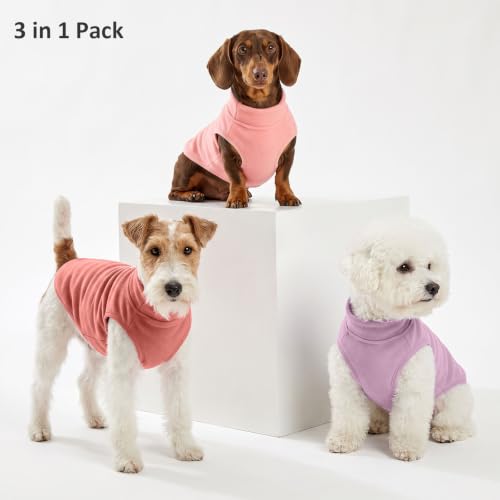3 Pack Fleece Dog Sweaters for Small Dogs (Rose+Lt Purple+Pink / X-Small)