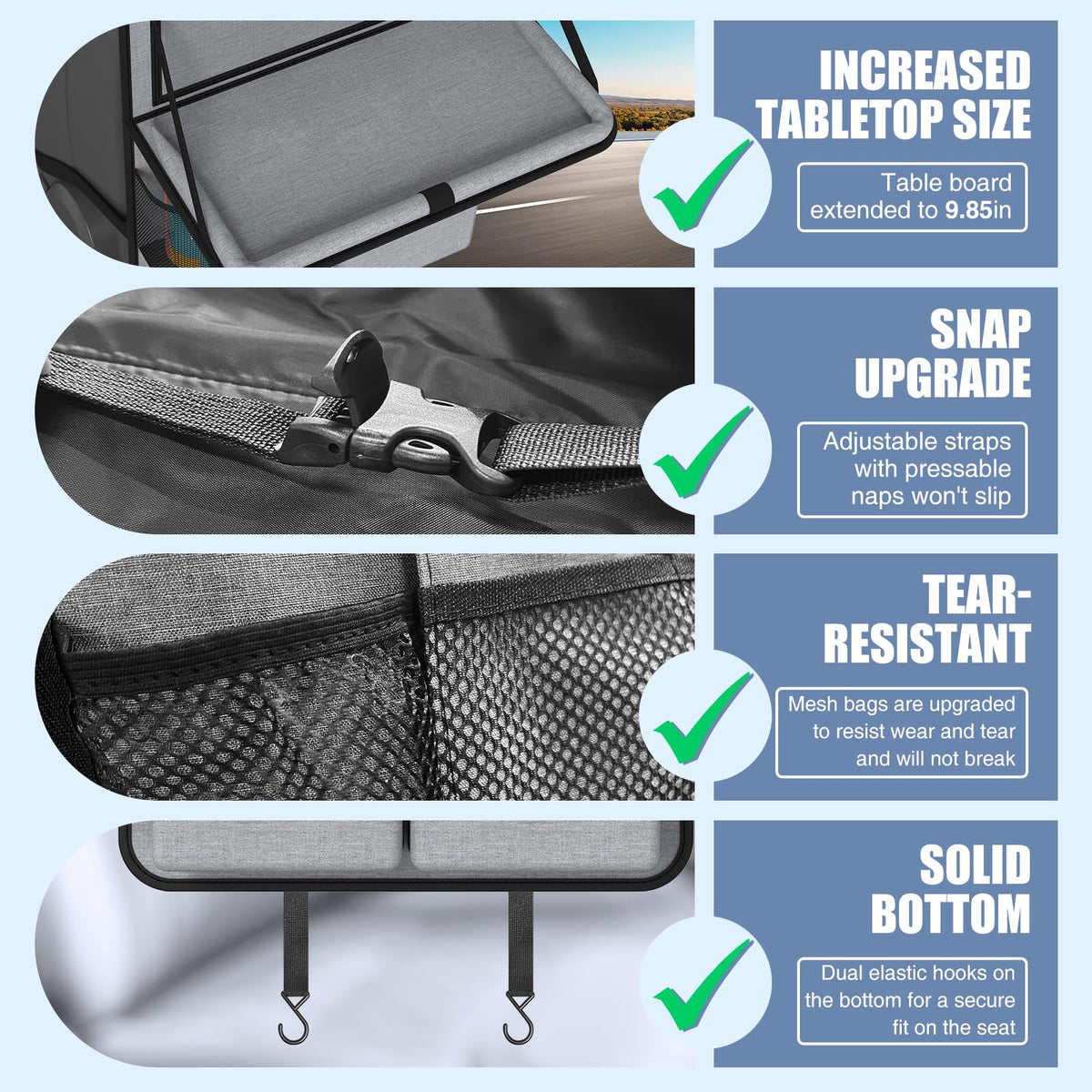 Car Backseat Organizer with Tablet Holder (Gray / 2pack)