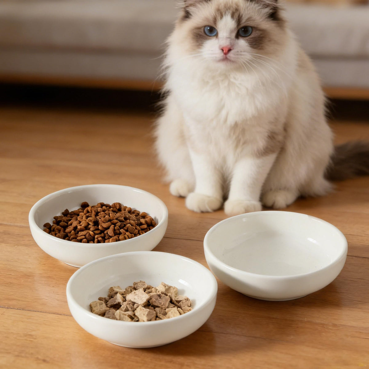 5.3 in Ceramic Cat Dishes (white)