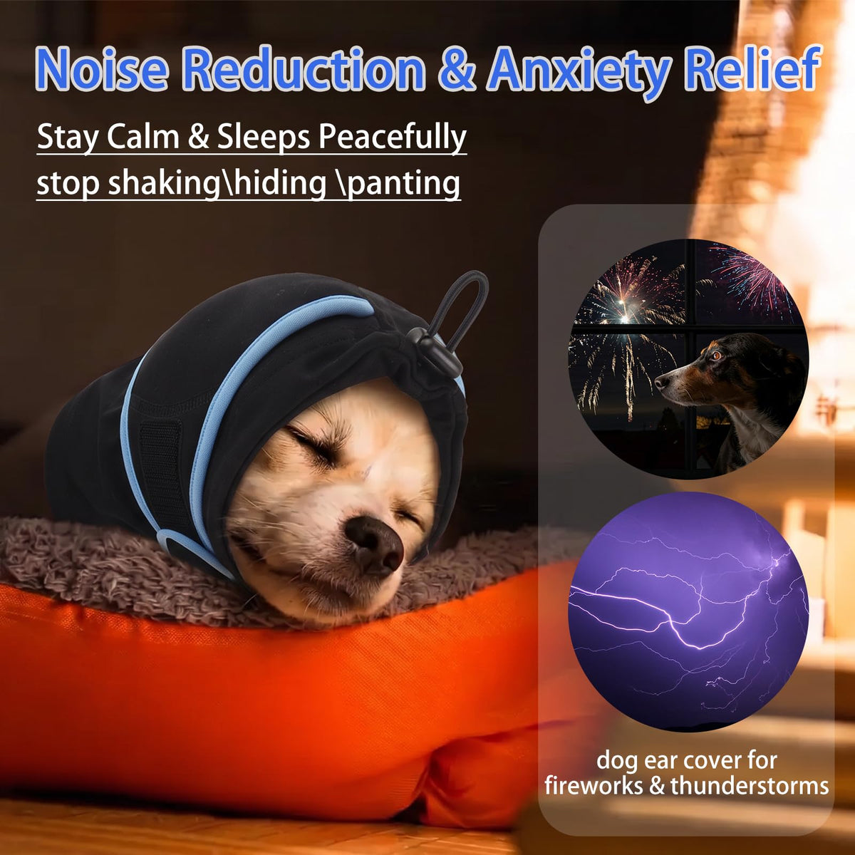Dog Ear Muffs Noise Protection (Black / Medium (13.8"/35cm Neck Girth))