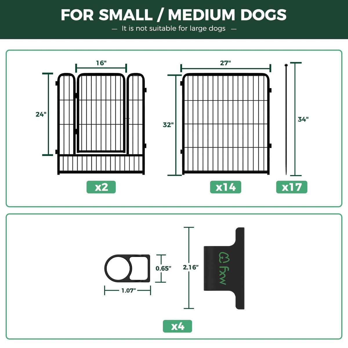 Rollick Dog Playpen with Fence (Black / 32"H)