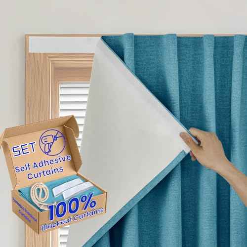 100% Blackout French Door Curtains (24"W x 40"L (Pack of 1) / Stone Blue)