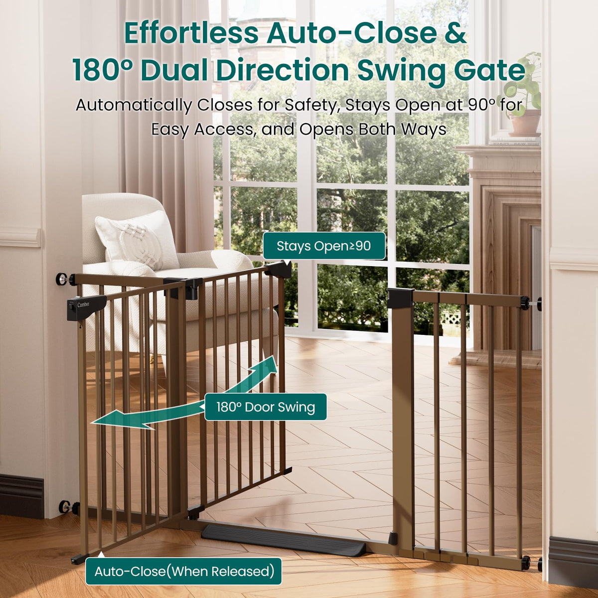 30 54" Extra Wide Baby Gate (Brown / 30"-54" W x 30.5" H)