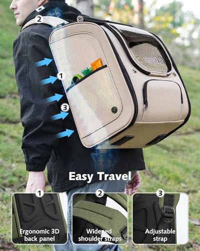 Cat Backpack Carrier (Khaki / 14.9"L x 11.0"W x 19.6"H)