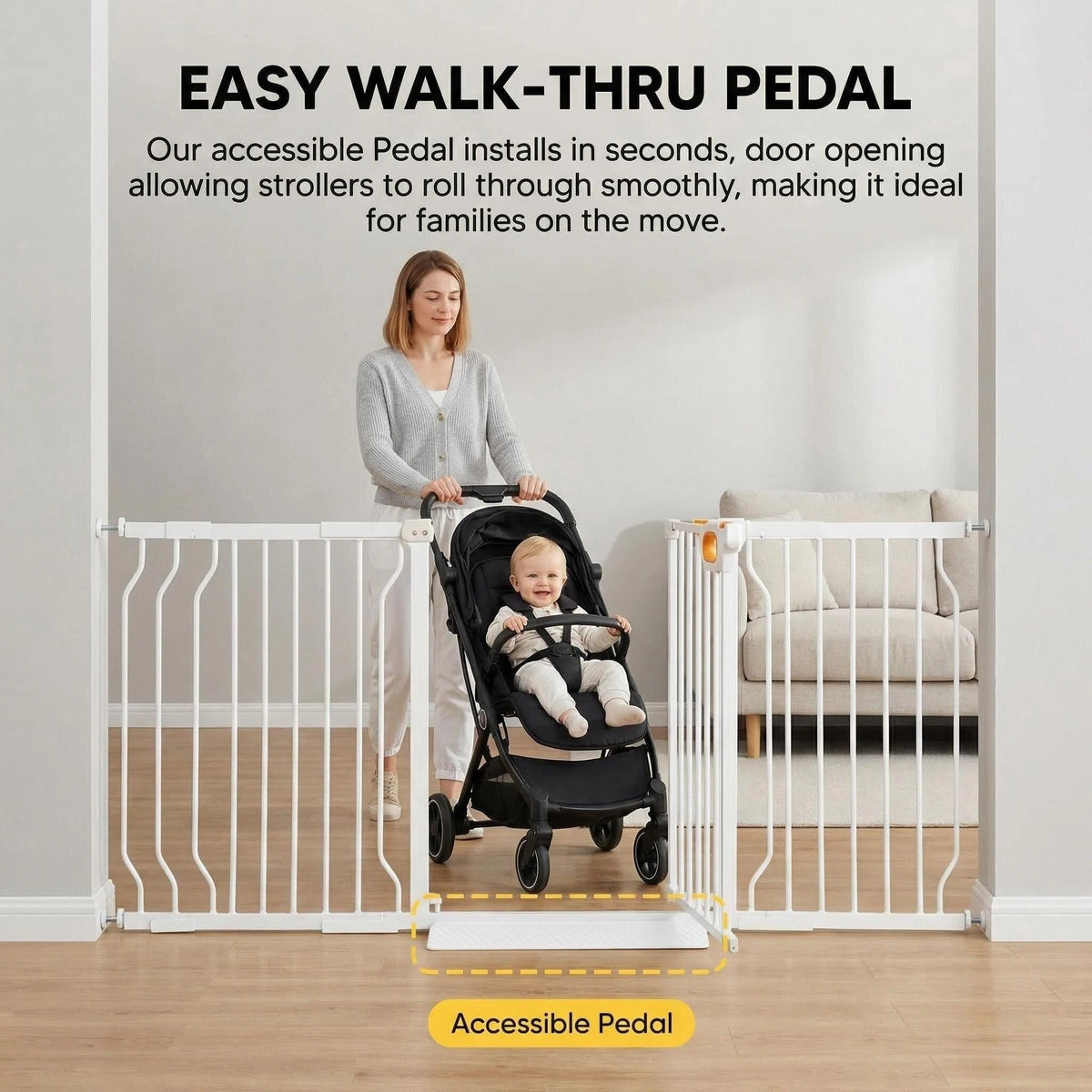 Small Narrow Baby Gate for Stairs 23.8 (White / 23.8-28.3inch)