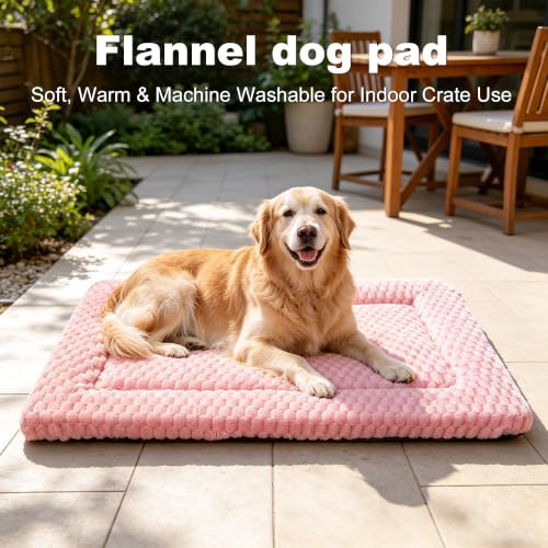 Dog Bed Mat Soft & Comfortable Dog Kennel Pad for Crate (XL(42"*28"*1.5") / Pink-1pc)