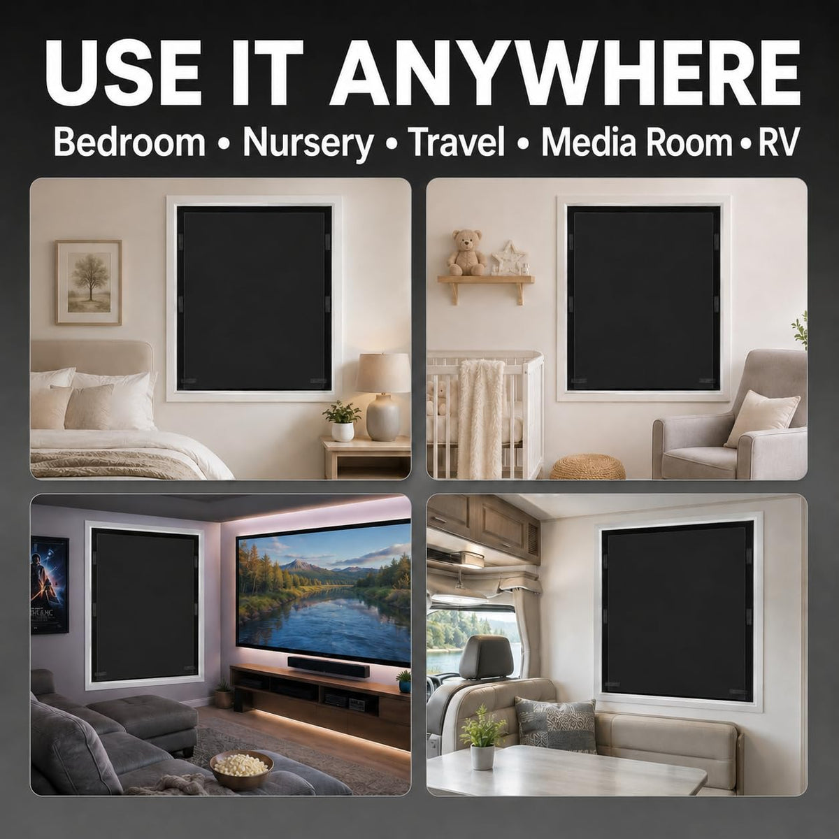 100% Blackout Curtains for Bedroom (57"W x 39"H)