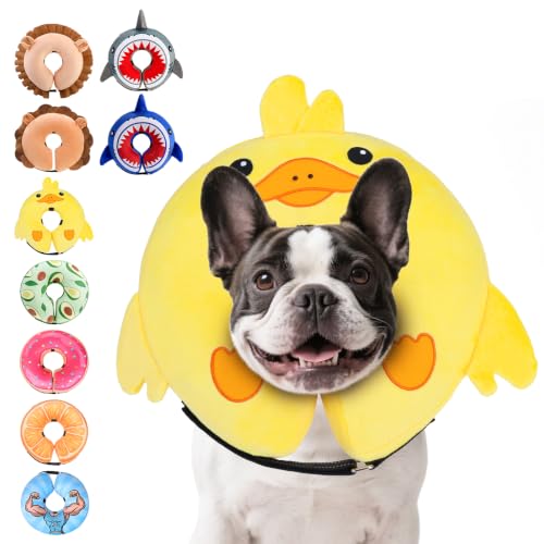 Inflatable Dog Cone Collar Alternative After Surgery (Duck Yellow / M+ (Neck:13-15in))