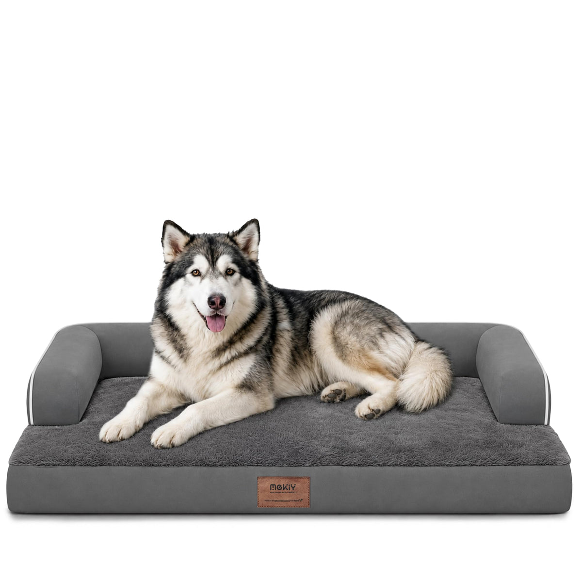 XXL Orthopedic Waterproof Dog Bed with Bolster for Extra Large Dogs (45.0"L x 35.0"W x 8.0"Th / Dark Grey)