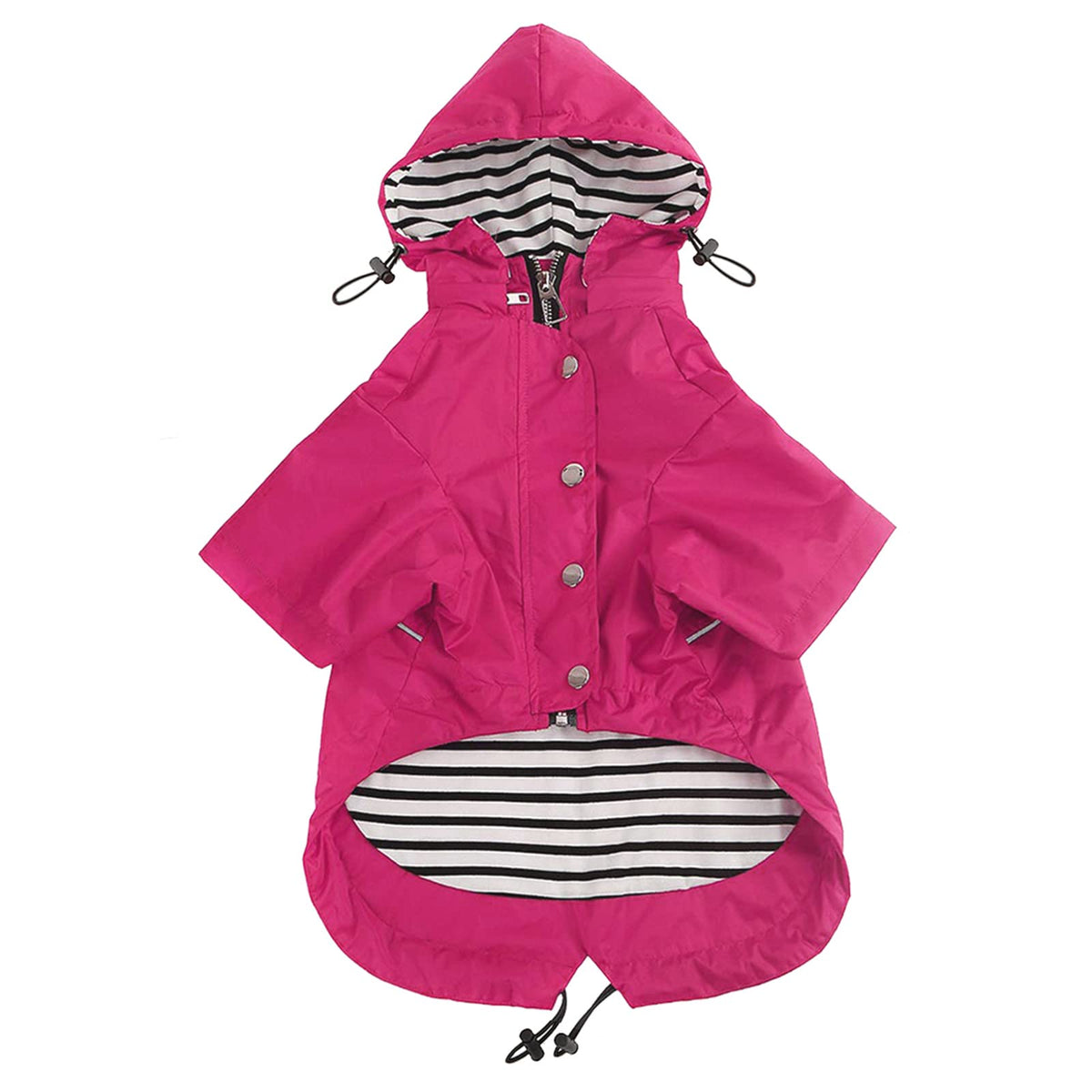Dog Zip Up Raincoat with Reflective Buttons (X-Large / Pink)