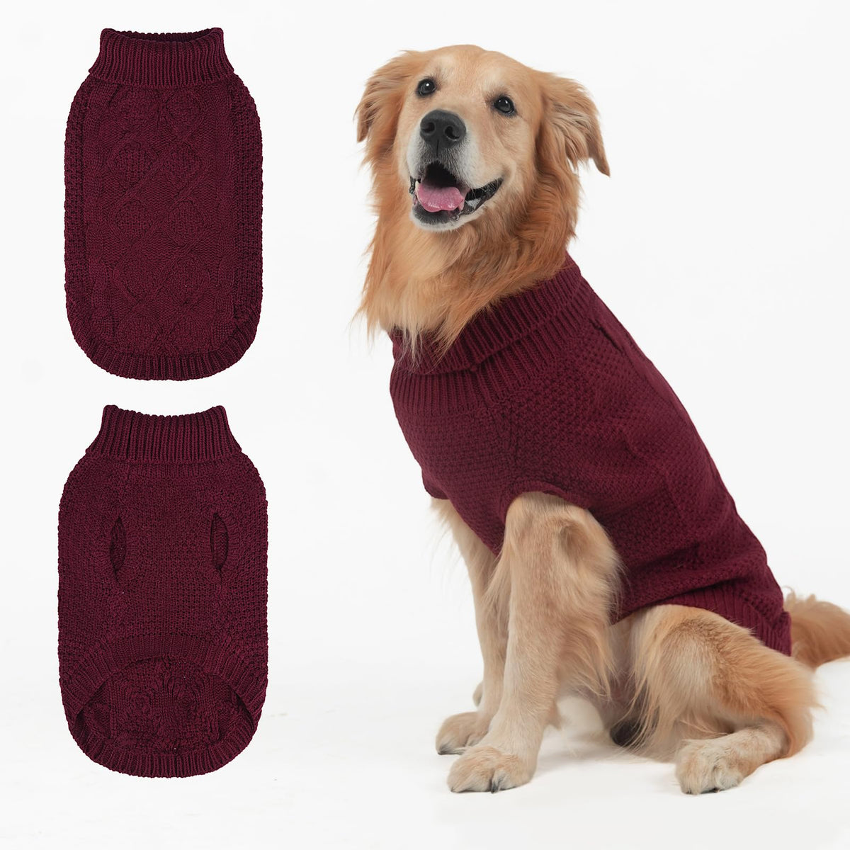 Turtleneck Dog Sweater (Medium/Large / Wine Red)