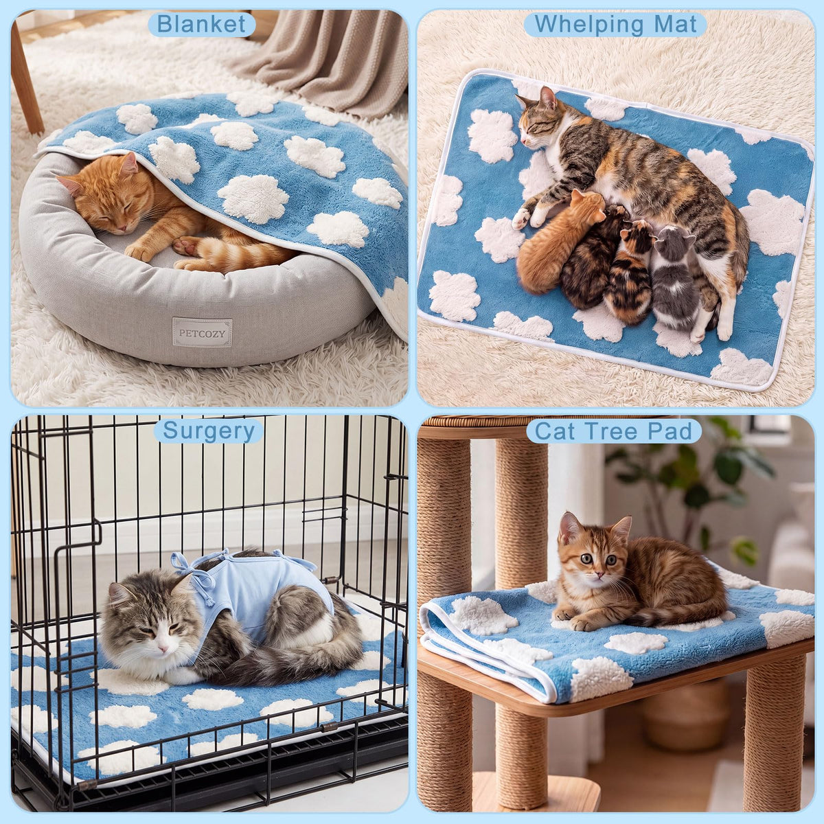 2 Pcs Self Warming Cat Bed Heating Dog Pad Mat (24x18)