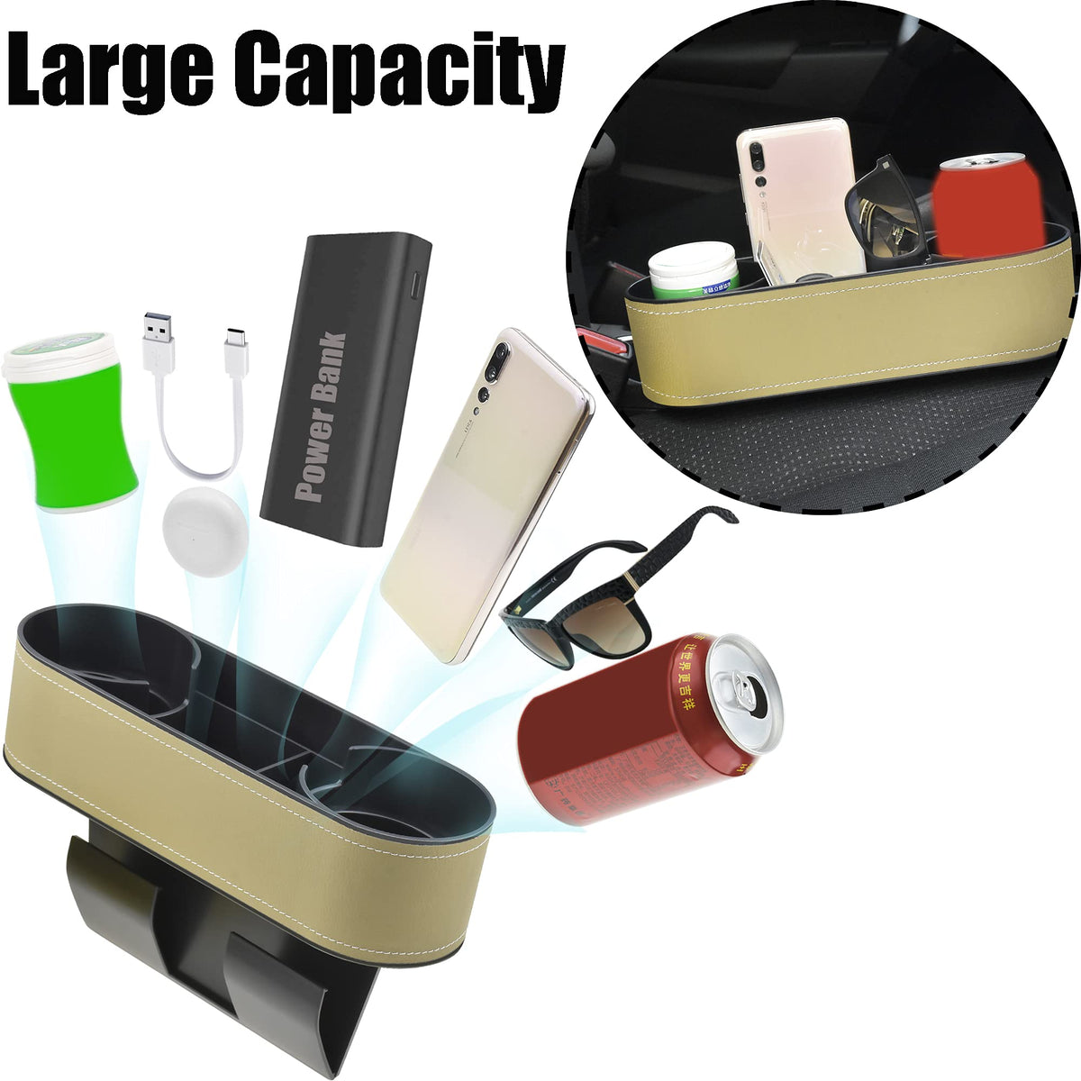 Console Side Pocket (Slim-Beige)