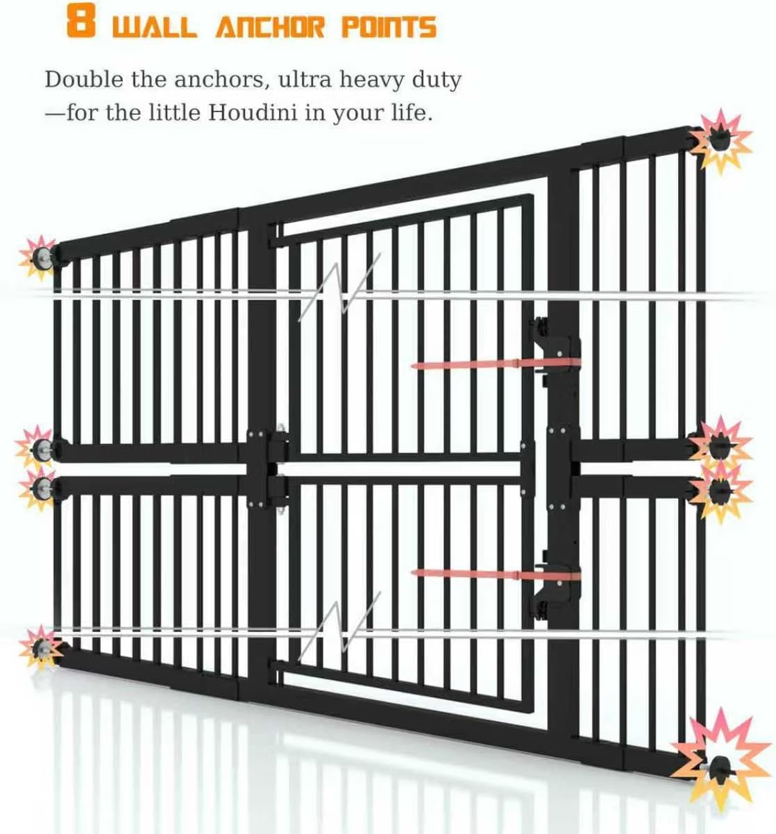 74.8" Extra Tall Pet Gate for Cats (Black / 74.8" Tall, 29.5-51.6"BWide)