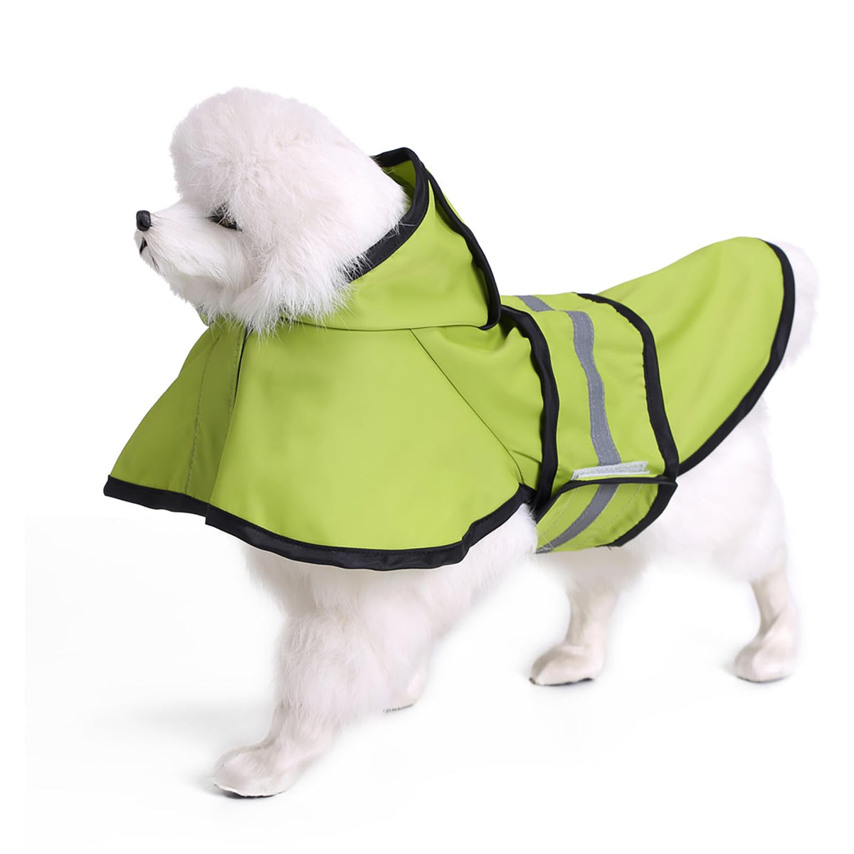 Dog Raincoat Hooded Reflective Waterproof Slicker Poncho (Green / S(3-4 pound))
