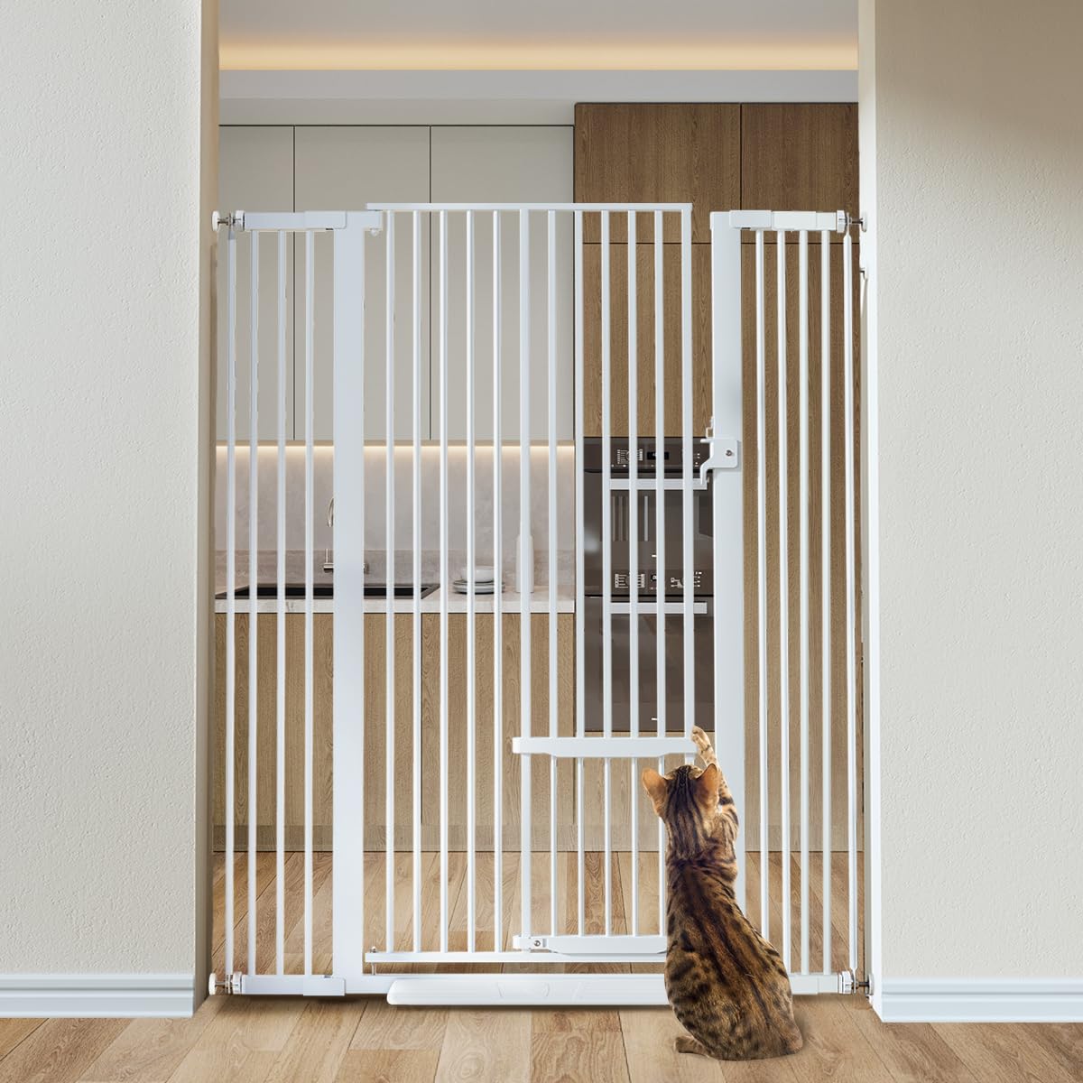 55.1" Extra Tall Pet Gate (White / 55.1"Tall 43"Wide)