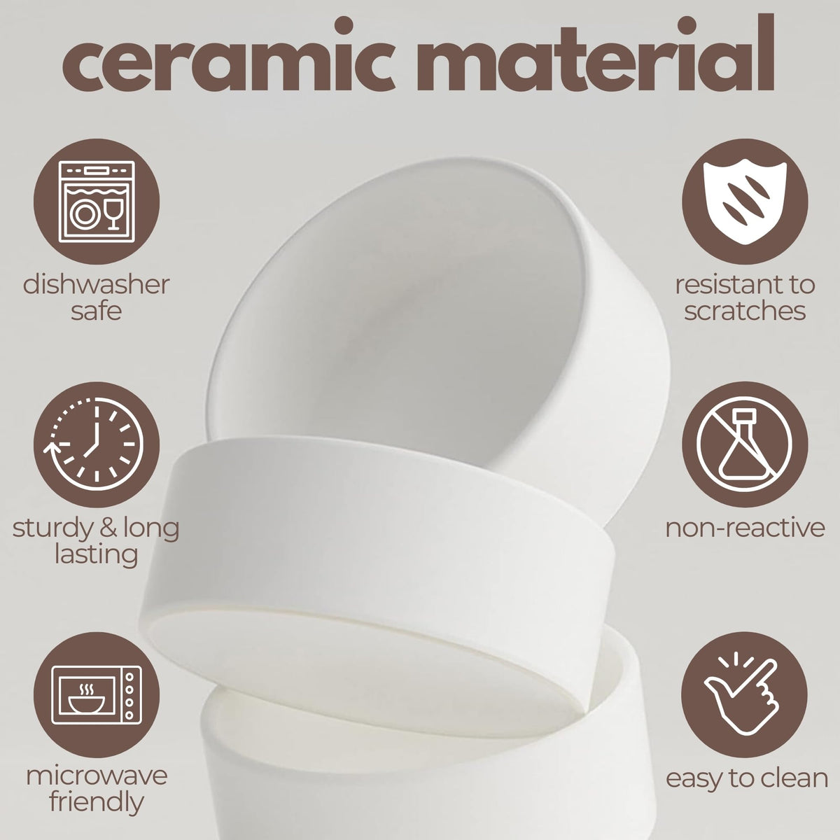 Ceramic Dog Bowls with Stand (13.5 OZ / White / Beige)