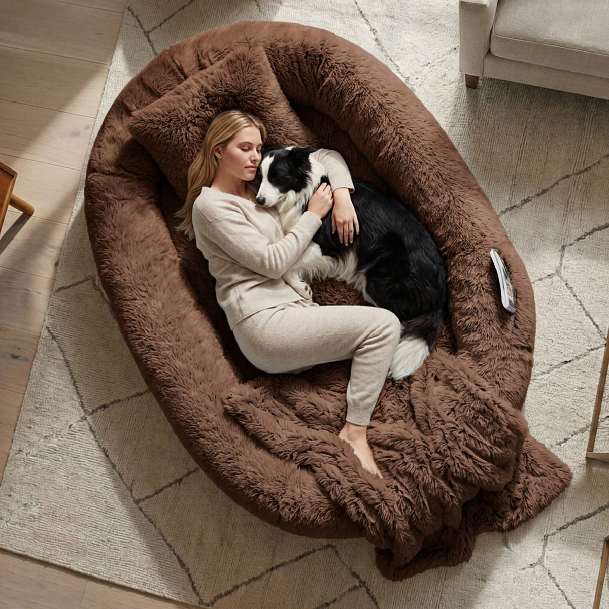 Human Dog Bed for Adult (71.0"L x 45.0"W x 12.0"Th / Coffee)