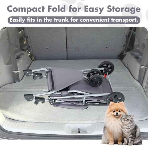 3 Wheel Pet Stroller for Dogs and Cats (Silver Gray / 29.1" x 17.7" x 39.4")