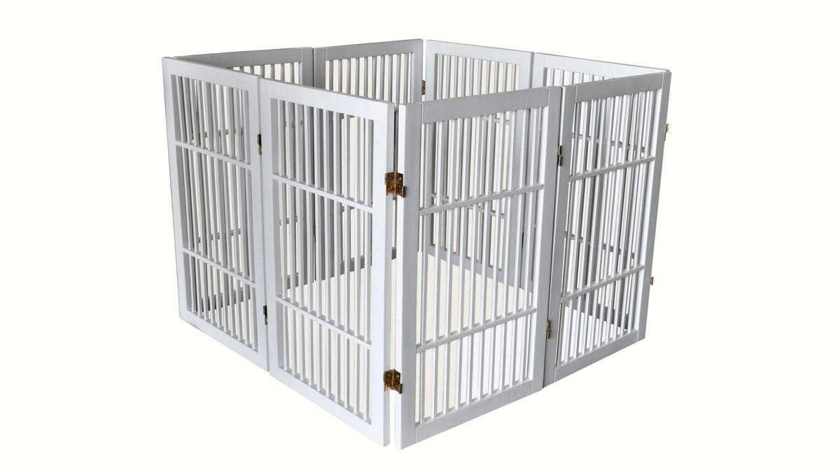 Pet Dog Gate Freestanding (8 Panel 30" Tall / White Pet Gate)