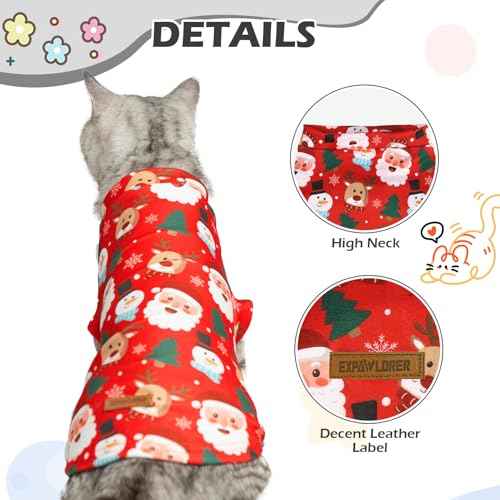 Christmas Cat Sweater Warm Fleece Pet Clothes for Cats Only (Christmas / Medium)