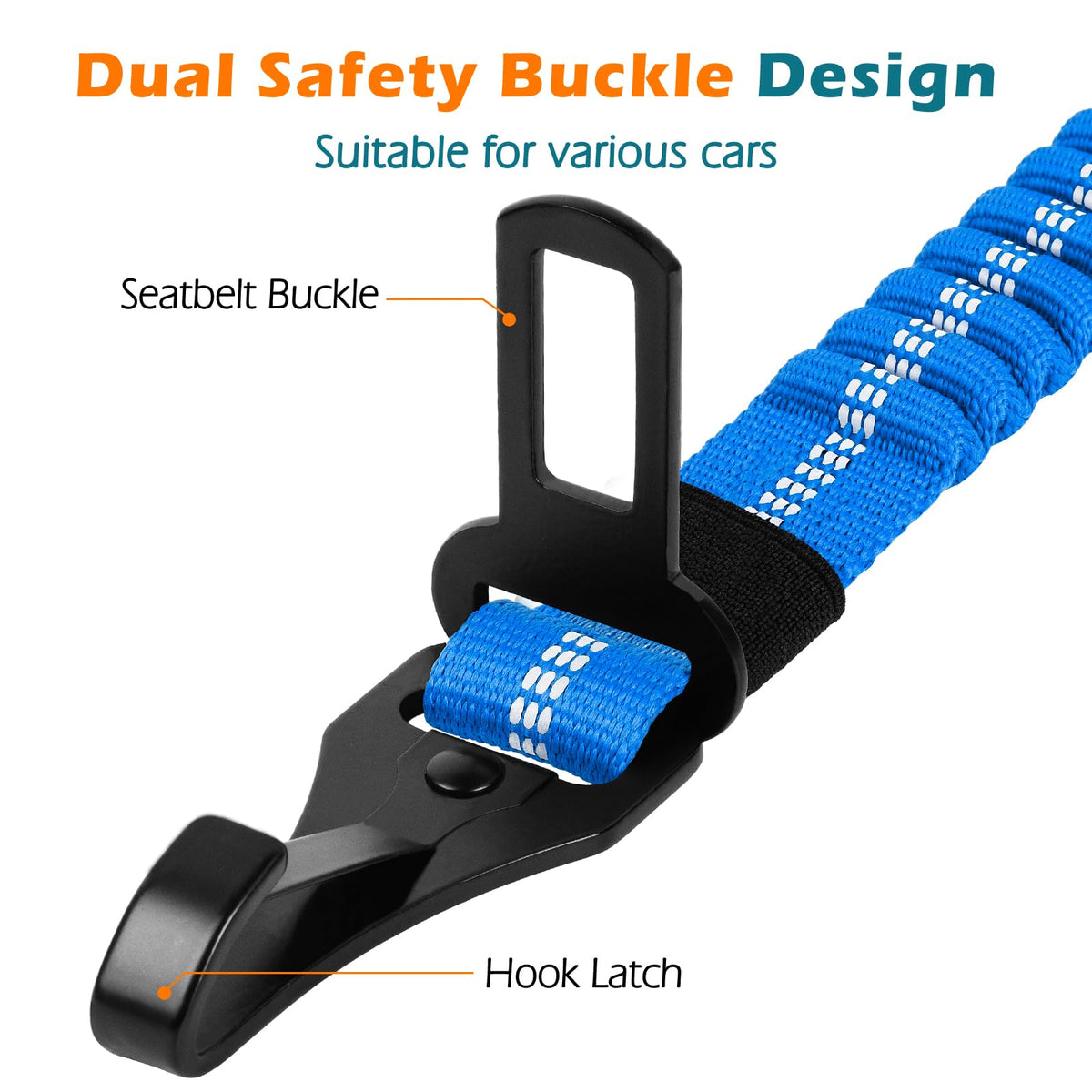 Dog Seat Belt for Car (Sporty Blue / 1 Pack)