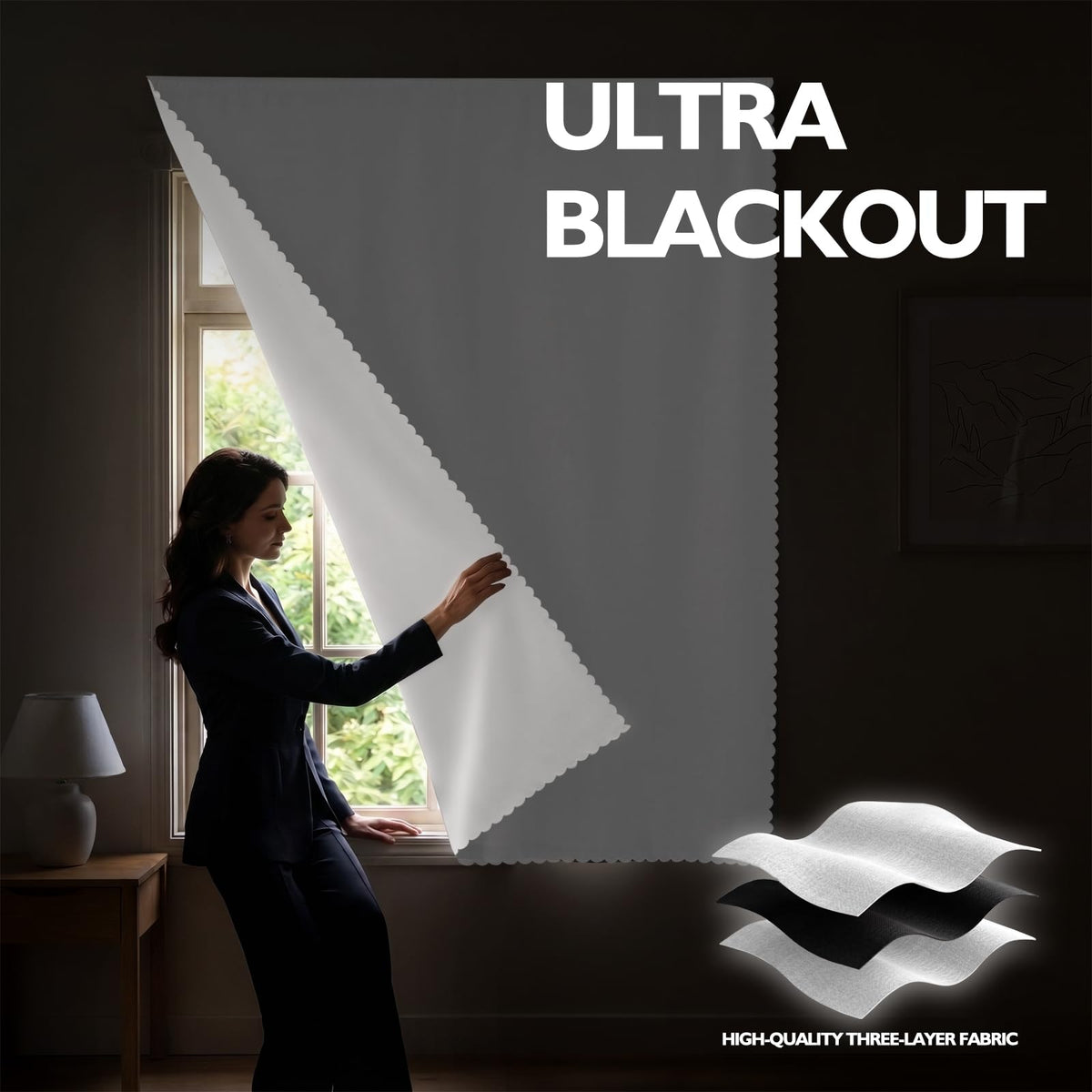 Blackout Curtains Adhesive (White / 47"W x 79"L (Pack of 1))