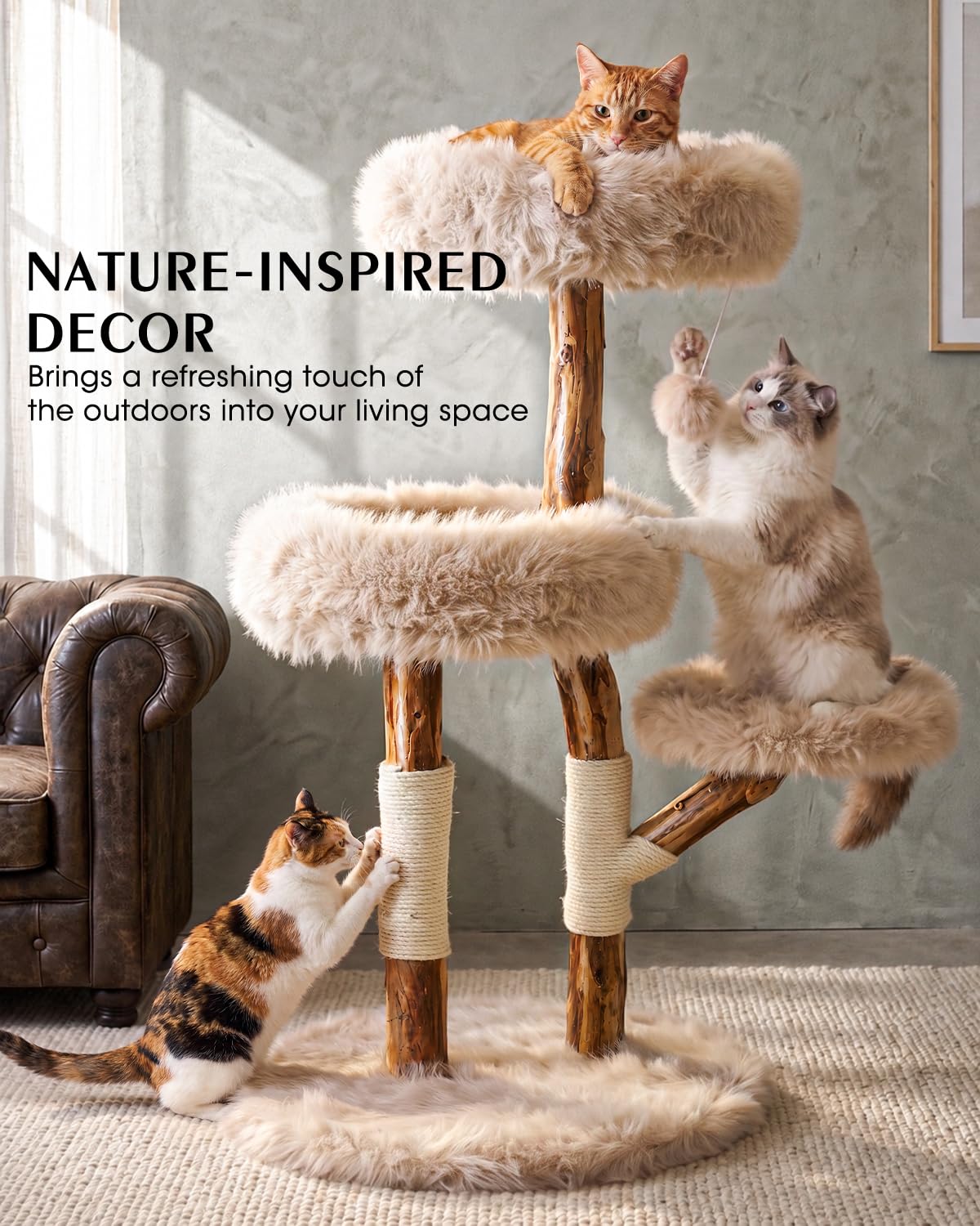 Solid Wood Cat Tree (Beige / Small)