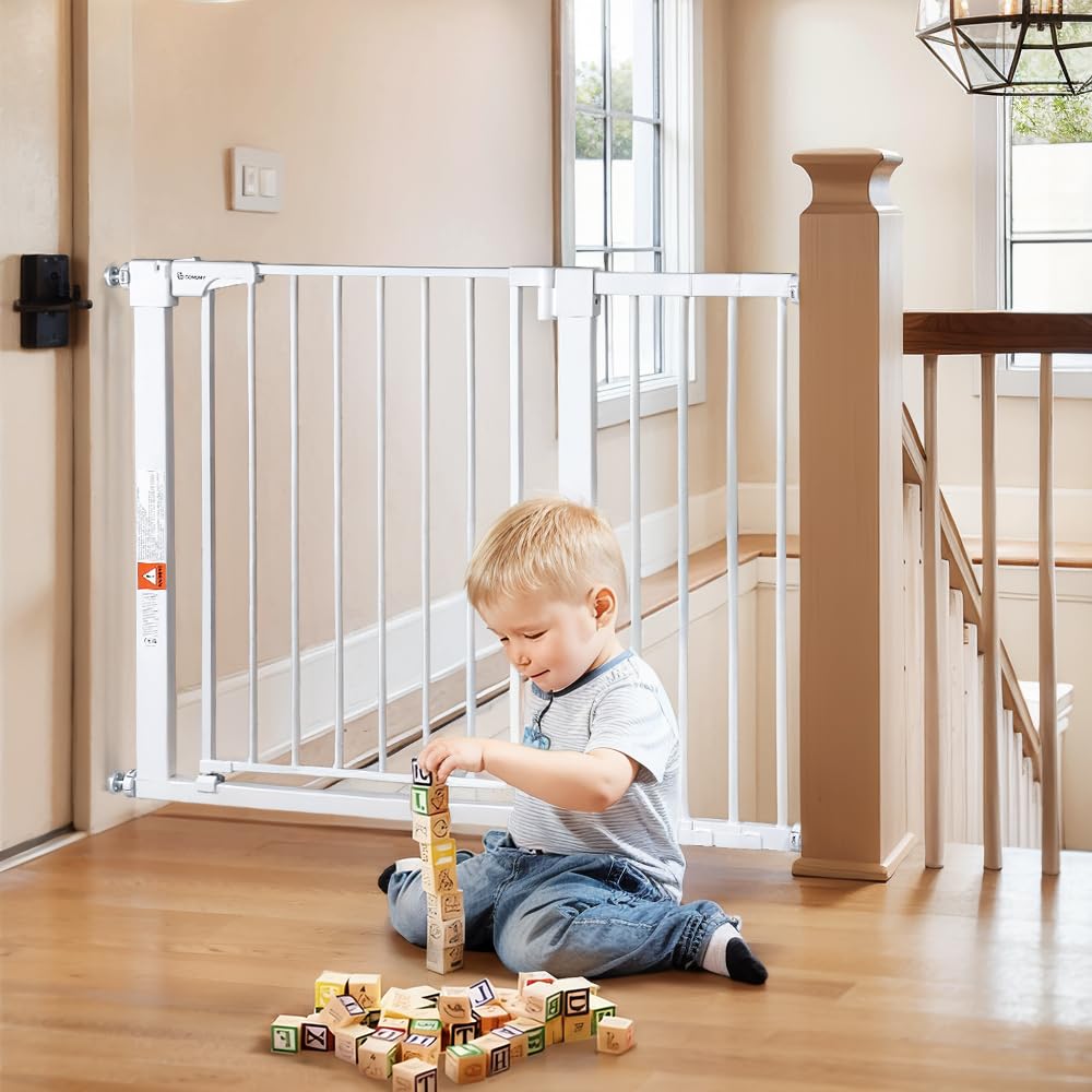 30" Tall Baby Gate for Stairs Doorways (30"Tall 43.3"Wide / White)