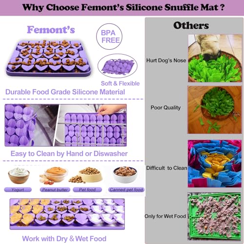 Small Silicone Snuffle Mat for Small Dogs Puppy Cat Slow Down Eating (Purple-S (8.1x7.5in))