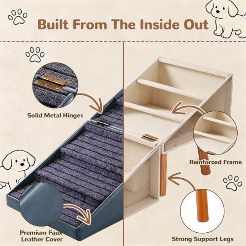 Pet Stairs for beds Foldable Dog Steps for high beds (Slate Blue / XXL(21.06”H))
