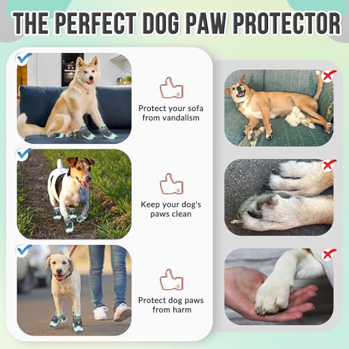 Dog Shoes for Large Small Medium Dogs (Green / #7 (Width 2.8 inch) for 63-78 lbs)