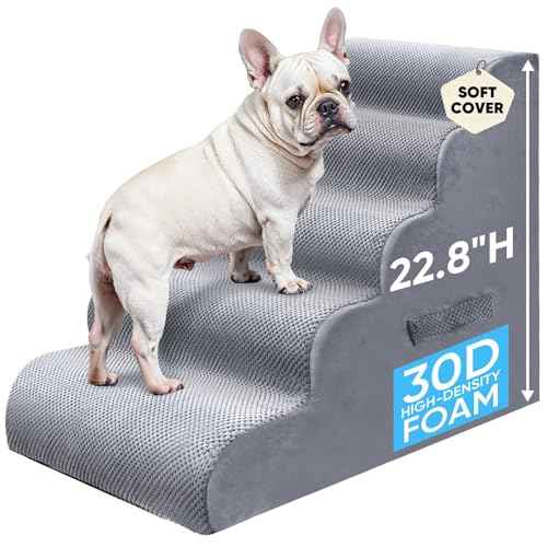 5 Step Pet Stairs for High Beds & Sofas (LightGrey / 5-step 22.8"H)