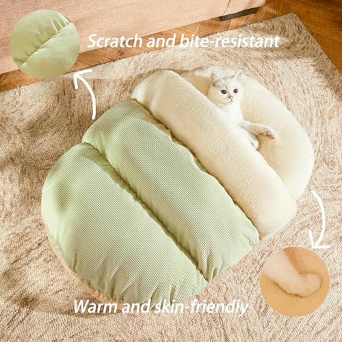 Cat Bed Cat Cave Bed for Indoor Cats and Small Dogs (Medium / Green)