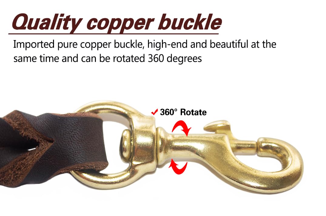 Leather Dog Leash 6ft x 3 (6 ft x 3/4 inch / Brown)