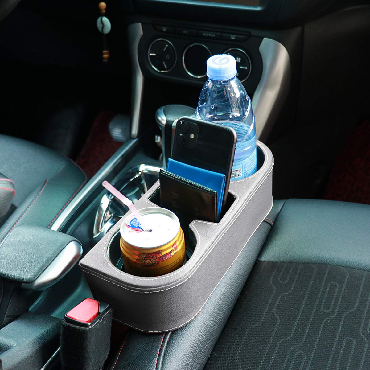 Car Seat Gap Filler Organizer with Cup Holder (PUBD-Gray)
