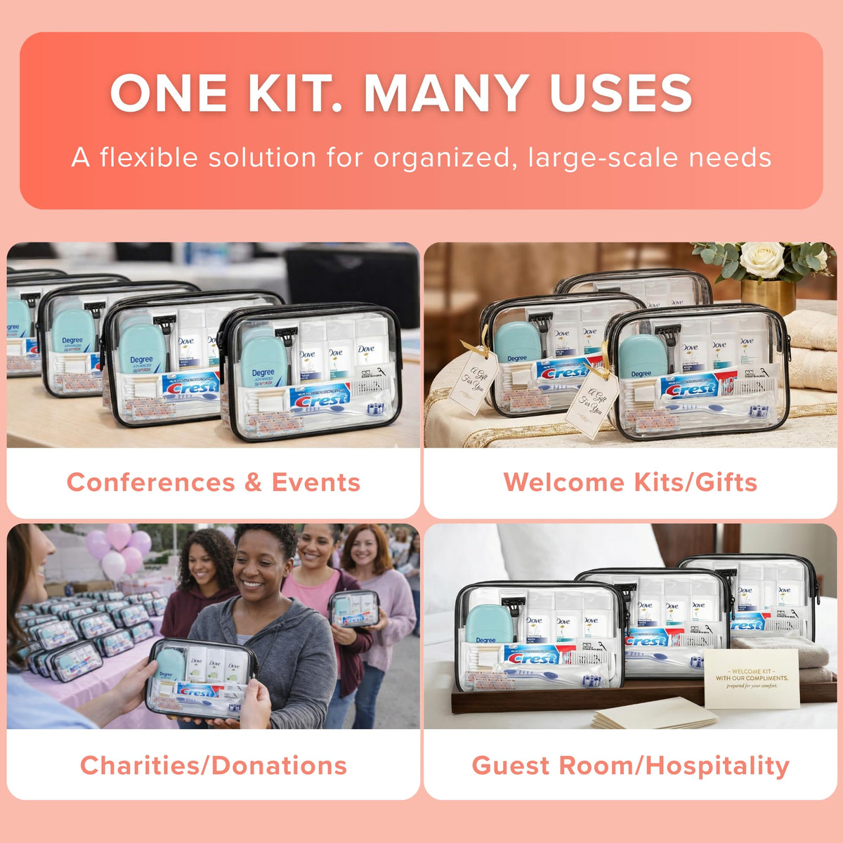 Bulk Hygiene Kits for Women Premium Name Brand Outreach Supplies (50 Pack)
