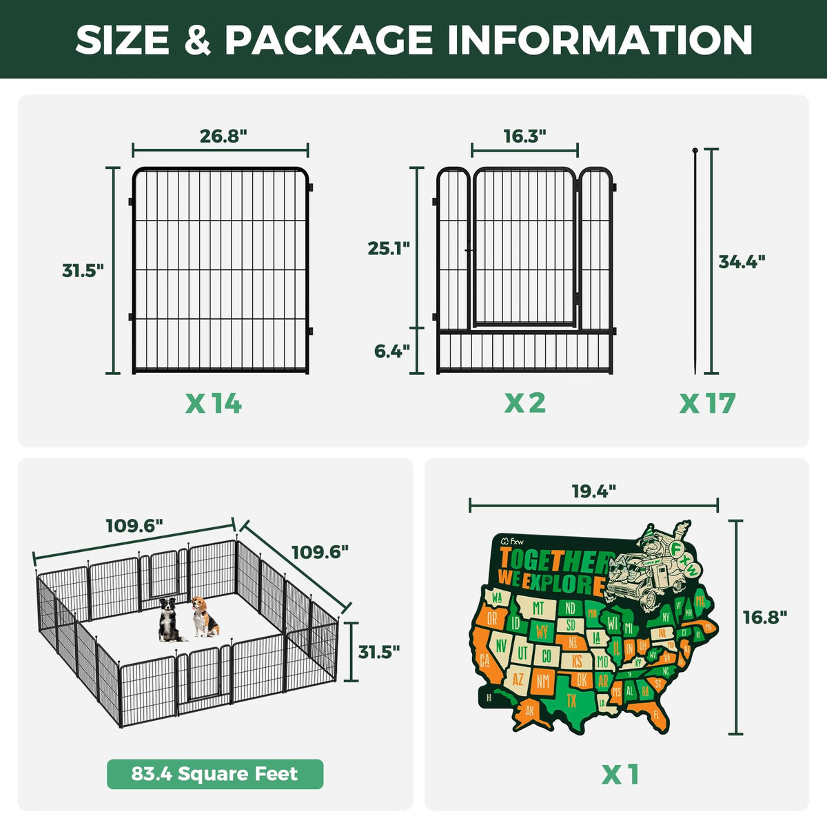 Rollick Dog Playpen with 50 (Black / 32"H)