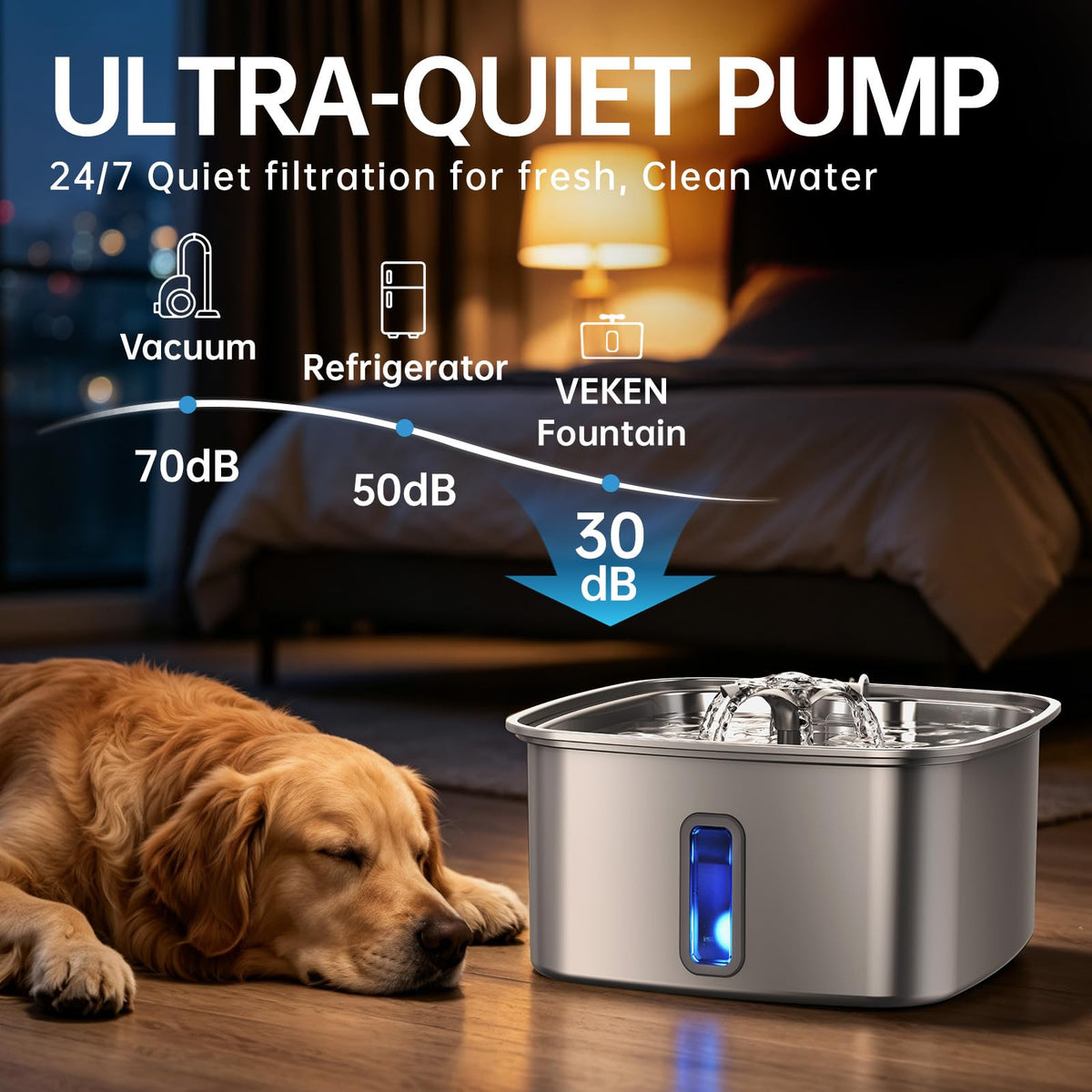 Innovation Award Winner Stainless Steel Dog Fountain (Silver / 237oz (Large Dogs & Multi-Pet))