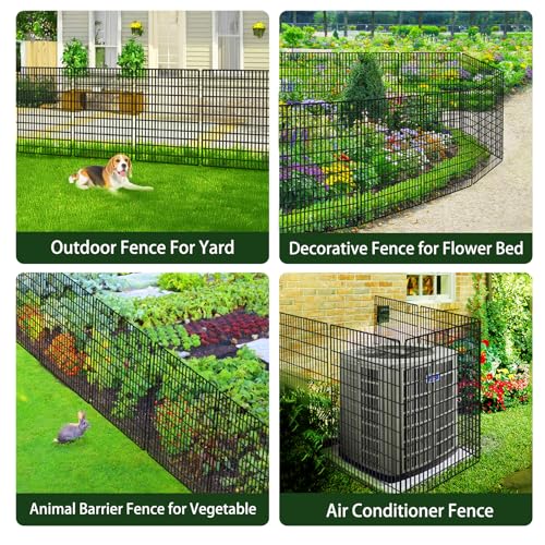 10 Panels No Dig Decorative Garden Fences (Black / 10 Panels-36in(H)x25.2ft(L)-Flat)