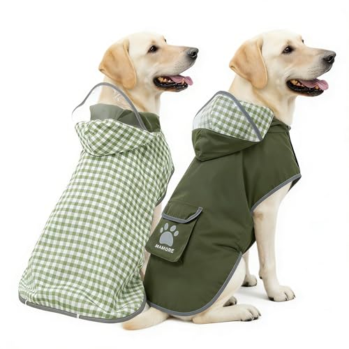 Waterproof Dog Raincoat Reversible (Forest Green / X-Large(37-55lb))
